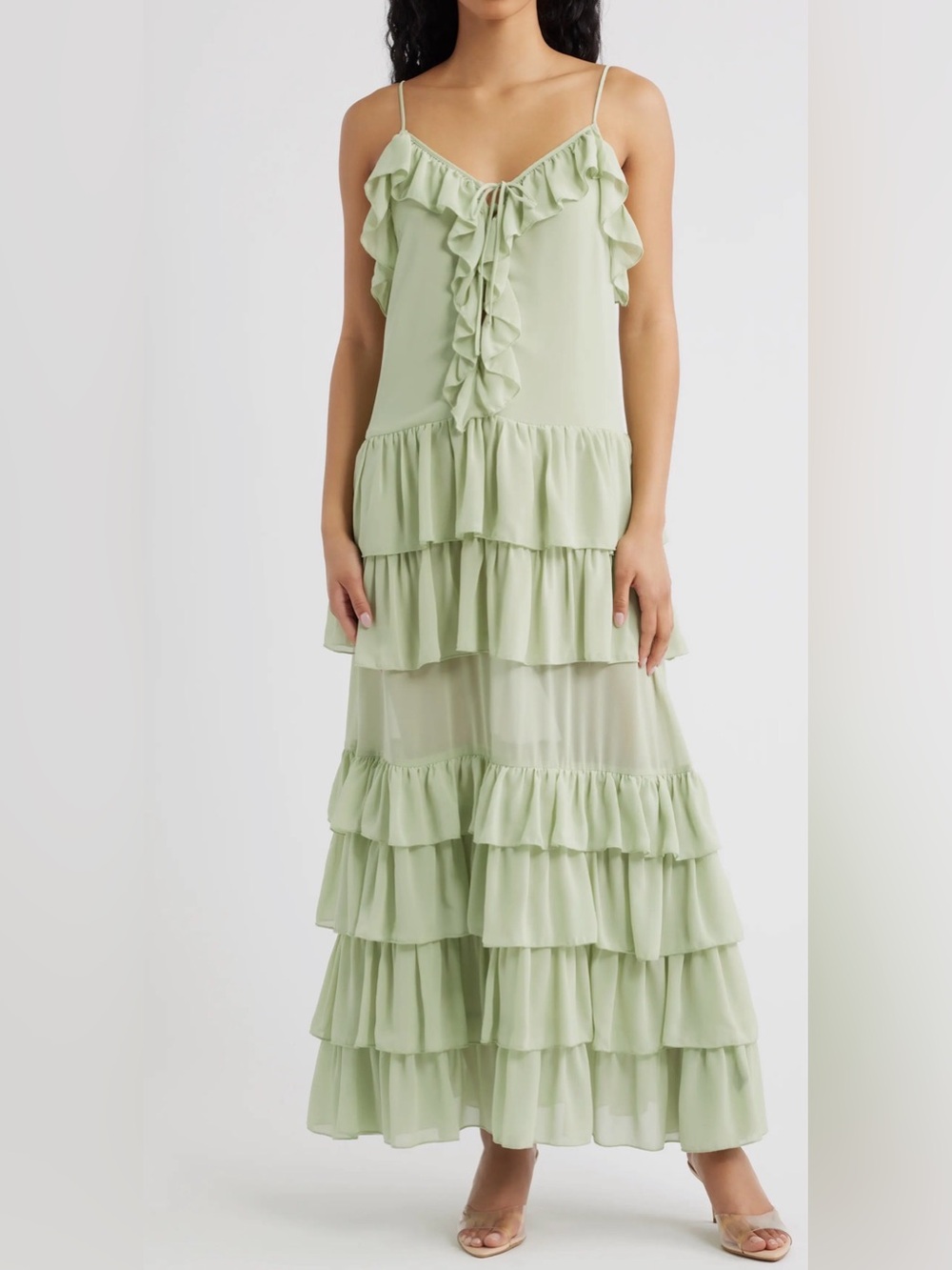 Torn by Ronny Kobo Orcadia Rufle maxi Dress Size (M)